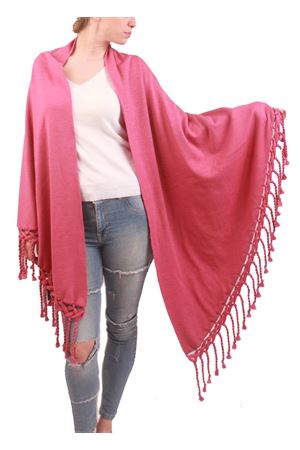 Handmade wool stole with fringes pink Art Tricot | SCIALLE GRANDE FRANGEFUCSIA